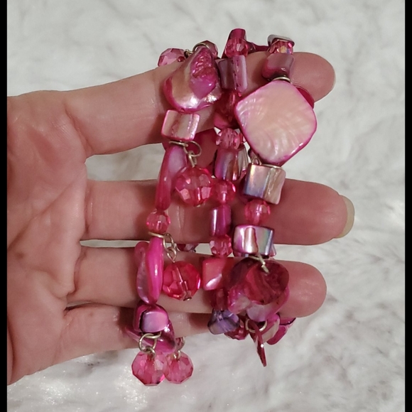Kohl's Jewelry - •Set of 3 Magenta pink stretchy beaded bracelets!